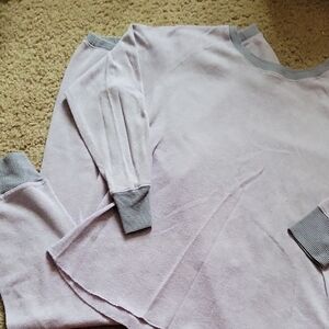 Cuddl Duds Thermal Pajama Set In Lavender and Gray